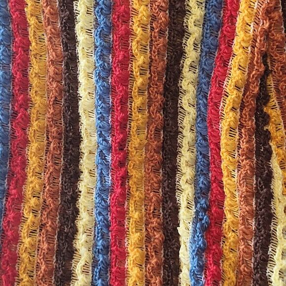 NEW POL Oversized Small Orange Sweater Multi Colored Striped Long Sleeves BOHO - Picture 4 of 14